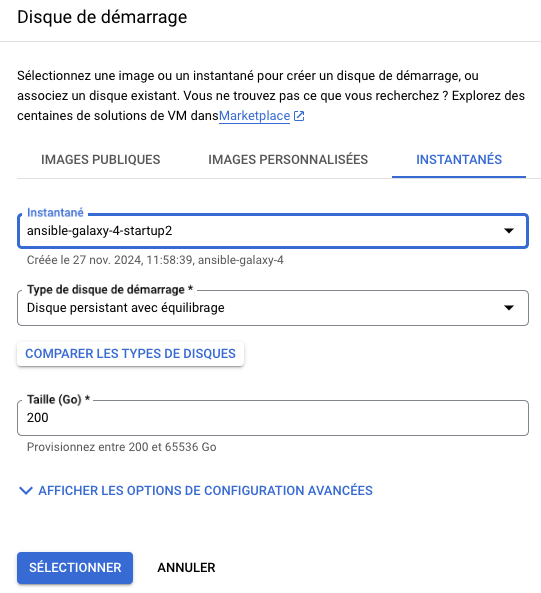 Utilisation d'un instantané