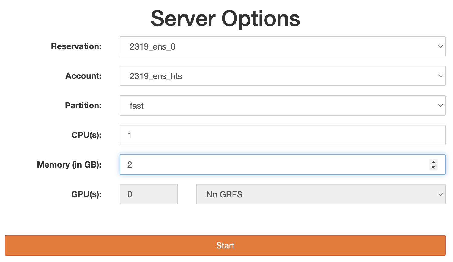 JupyterHub server options